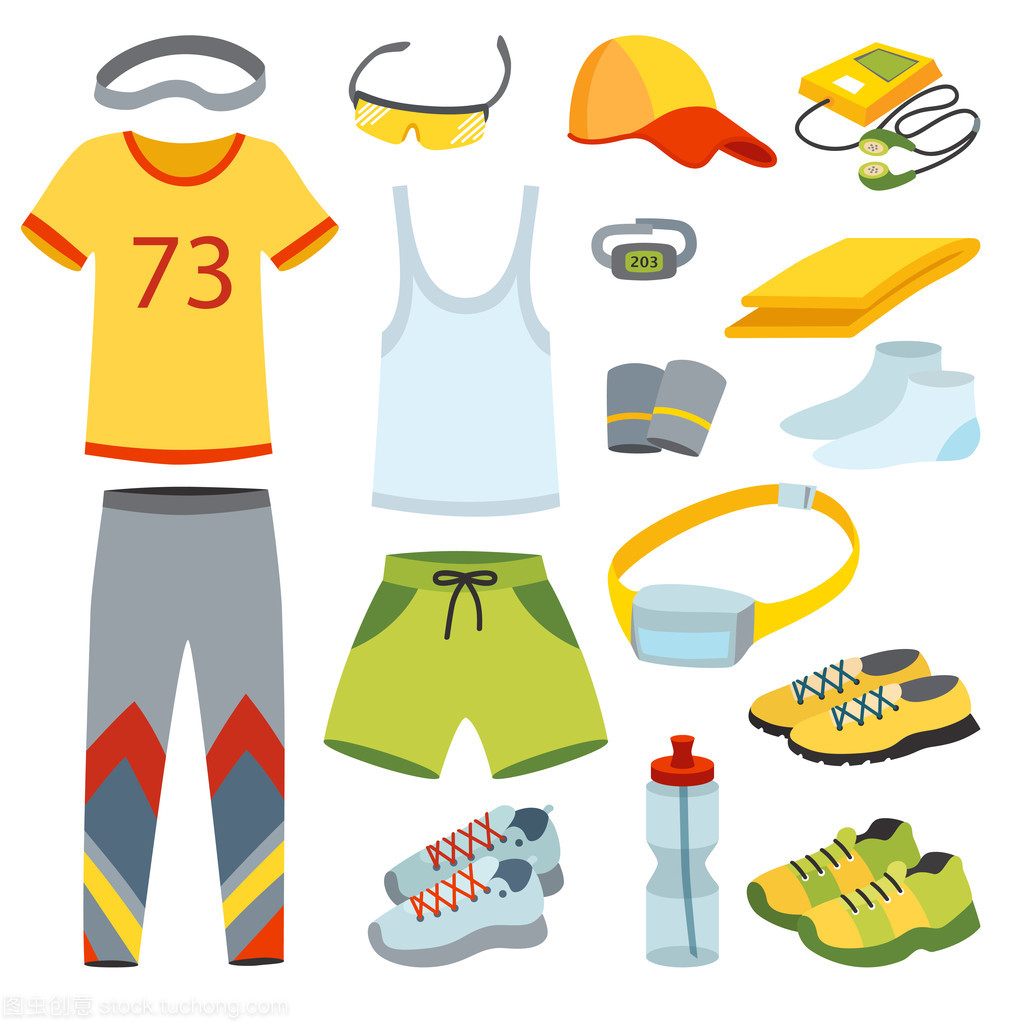 Top view running clothes cartoon flat vector illustration.