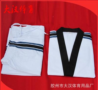 【跆拳道用品批发 跆拳道道服 提花三条纹 质量保证【图】】价格_厂家_图片