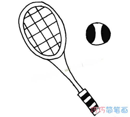 如何画网球拍和网球简单好看 网球拍简笔画图片